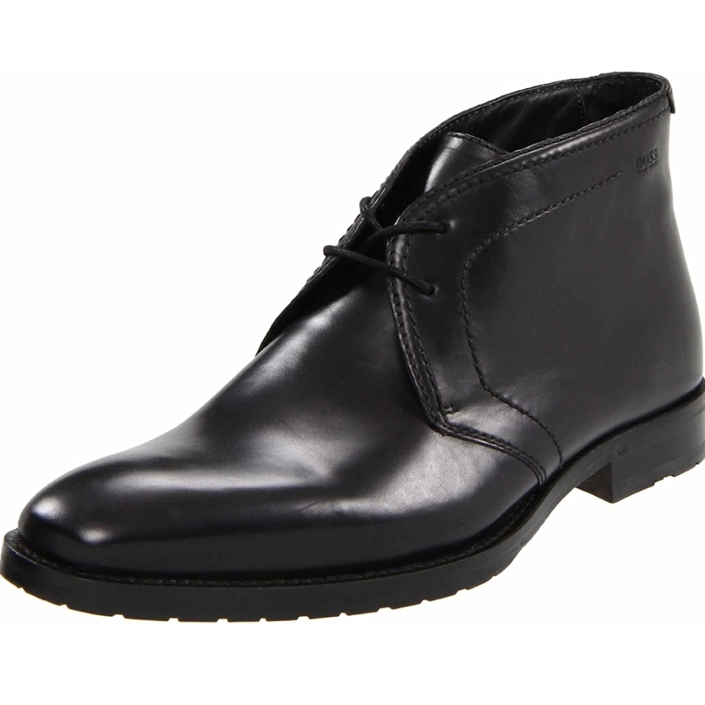 Hugo BOSS mens leather fashion dress shoes size 8 black formal wear